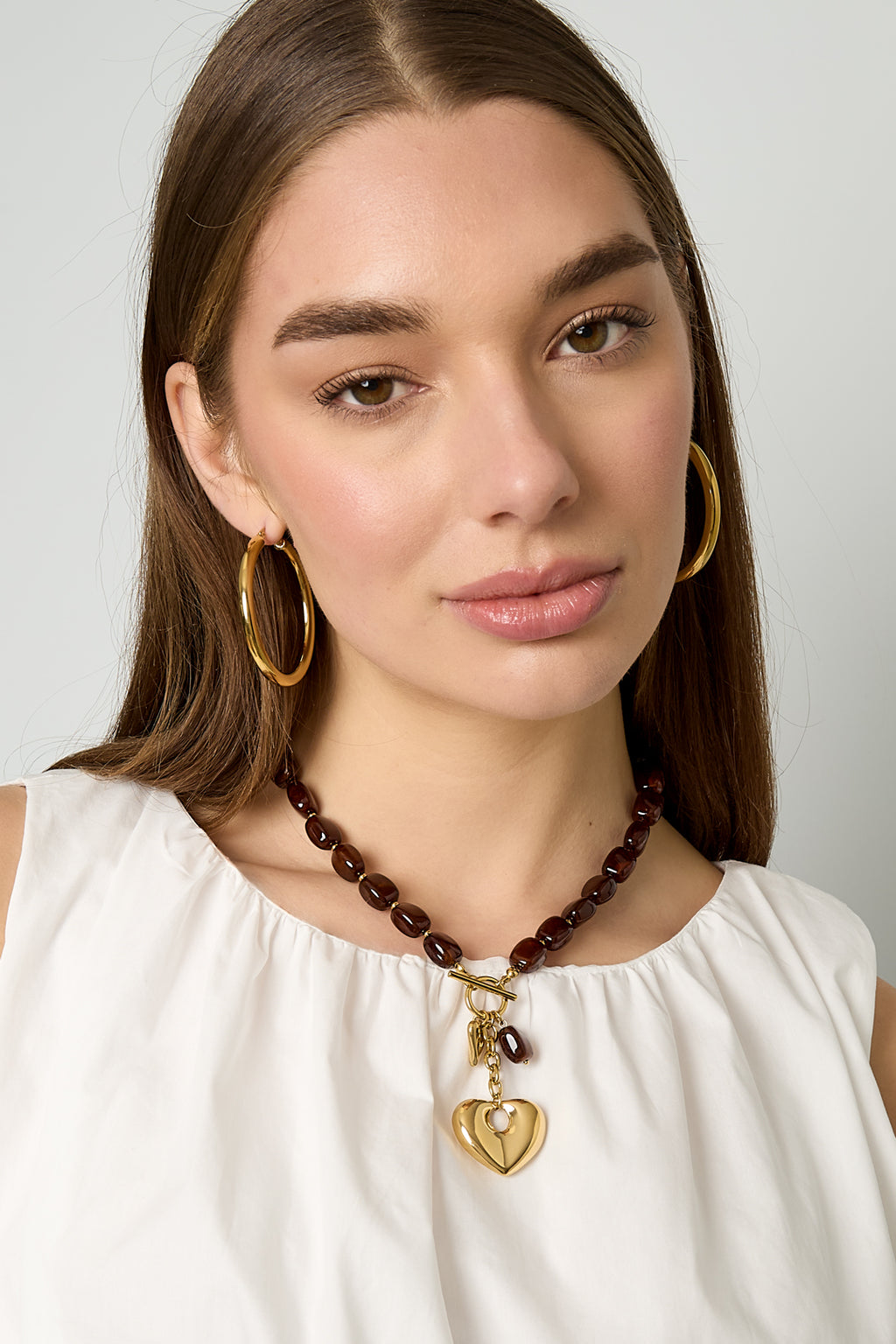 Squoval Perlenkette mit hängendem Herz